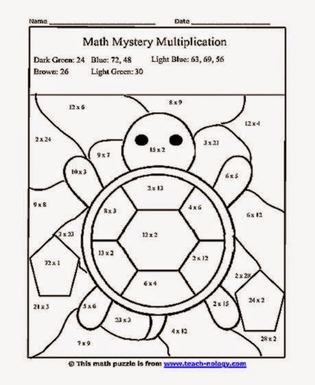 Maths Multiplication Colouring Worksheets