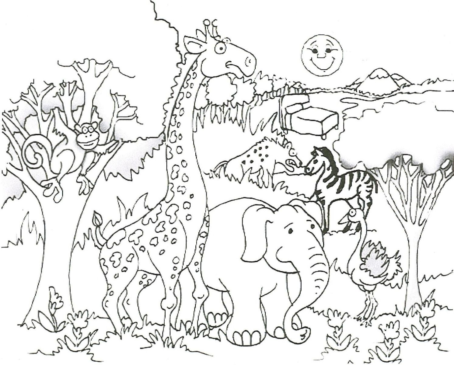 safari animals colouring pages - Clip Art Library