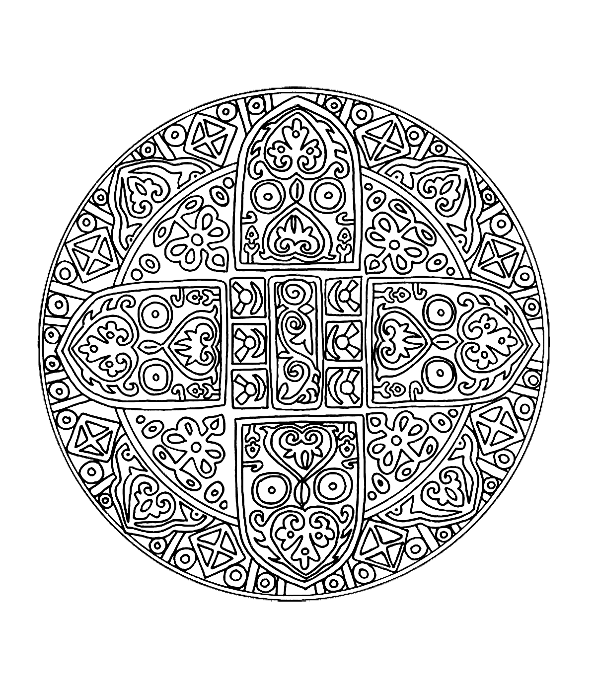 Difficult Mandalas (for adults) : mandala-to-color-adult-difficult 