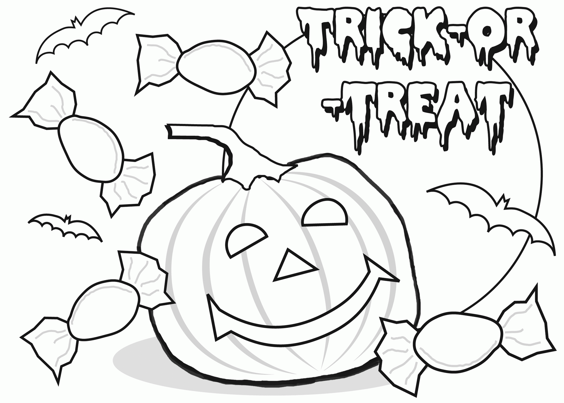 Trick or Treat Poster Halloween Coloring Pages Free Printable