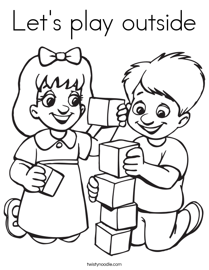 Lets play outside Coloring Page 