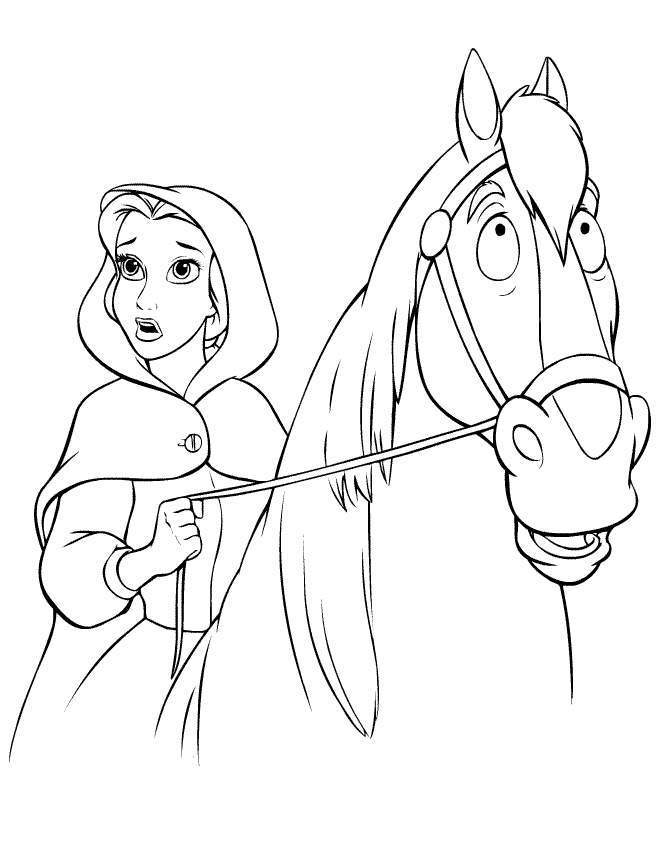 Disney Cartoon Girl On Horse Coloring Pages