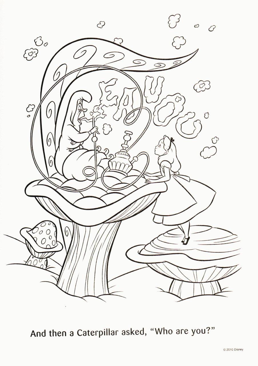 Free Alice In Wonderland Caterpillar Coloring Pages, Download Free ...