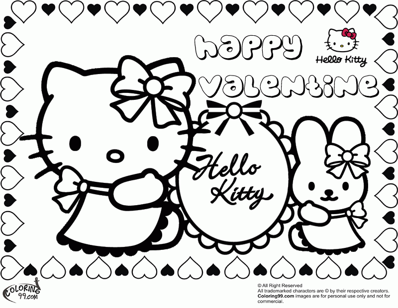 Coloring Pages For Valentines Day Hello Kitty