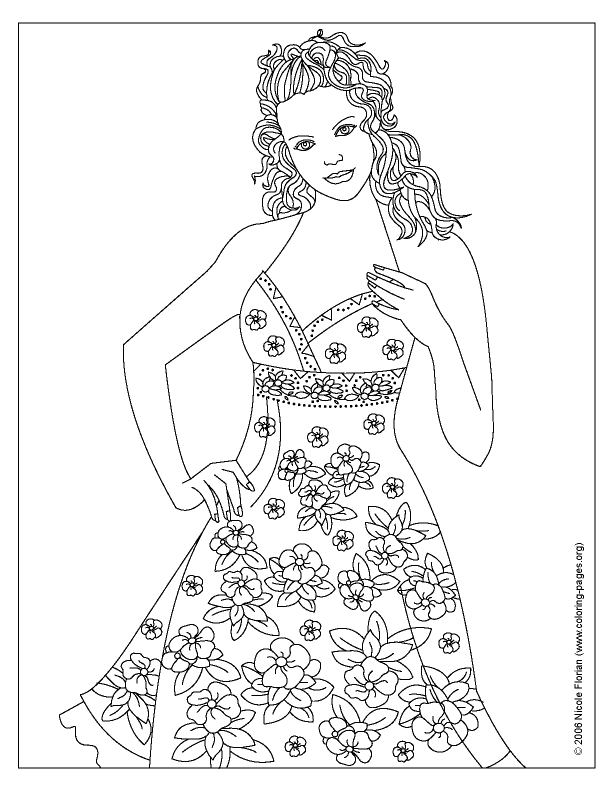 Dresses Coloring Page | Free Printable Coloring Pages