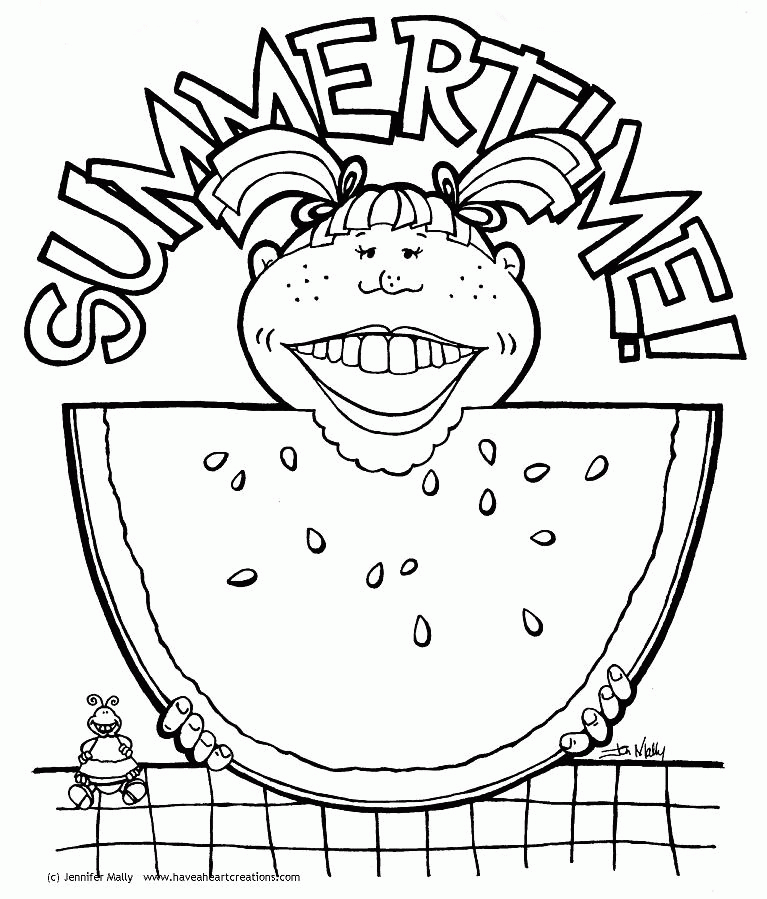 Jen Mallys Summertime Watermelon Coloring Sheet