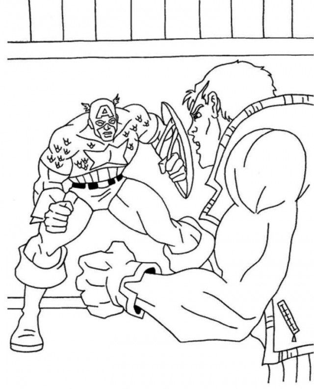 Free Captain America Fighting Bad Guy Coloring Pages, Download Free