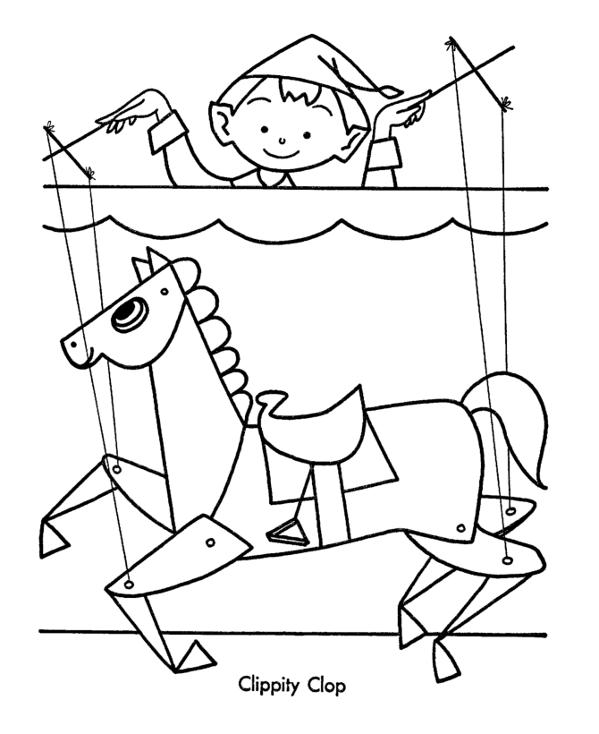 Christmas Toys Coloring Pages - Toy Horse Puppet Christmas
