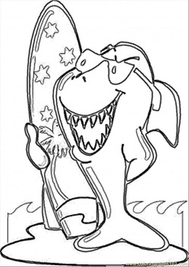 Coloring Pages Surfing Shark (Countries  Australia)| free printable