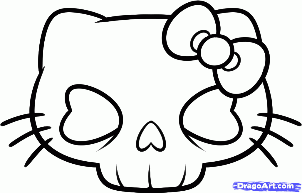 hello kitty skull stencil