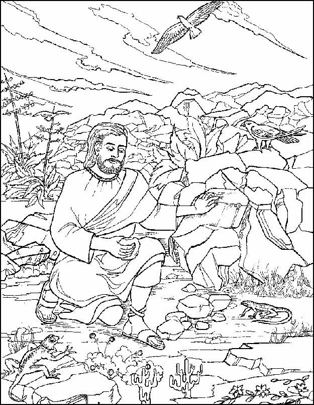 Jesus is Tempted in the Desert Coloring Pages