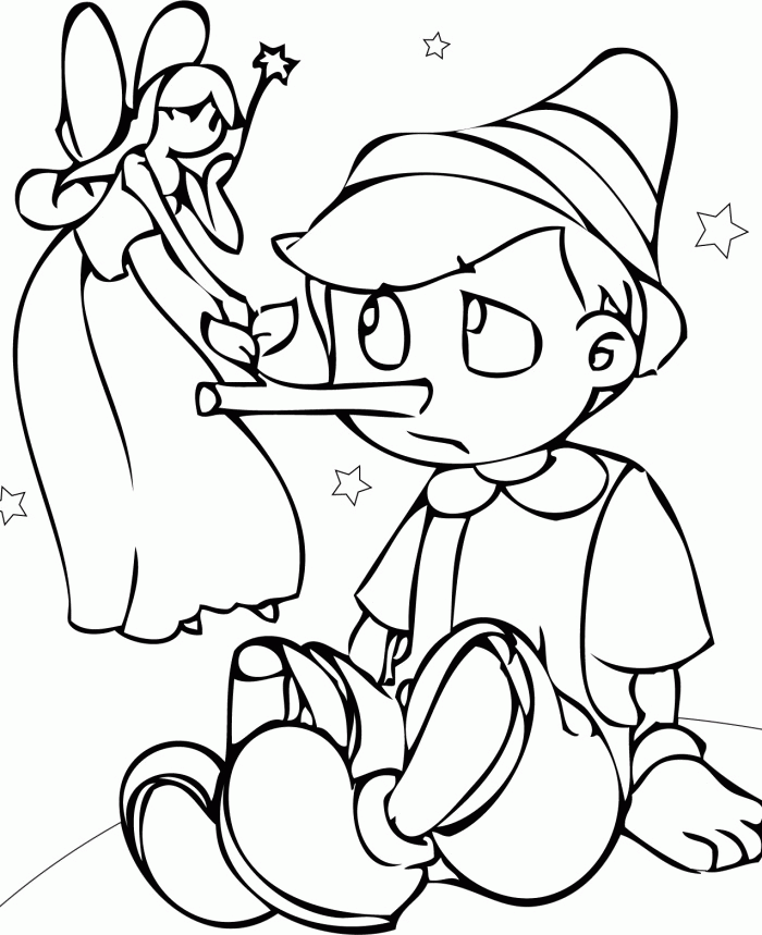 Pinocchio Grieving Because The Nose Long Coloring Pages