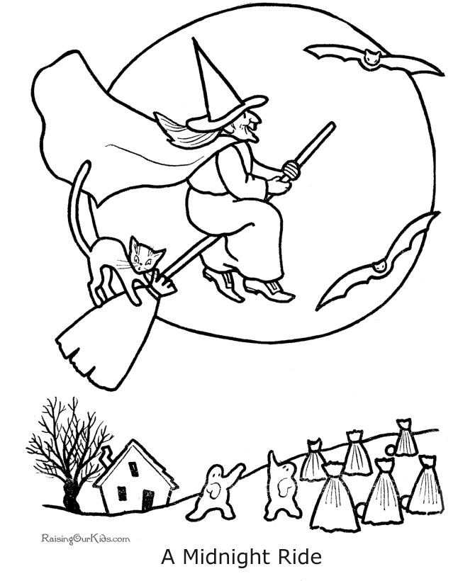 Free Coloring pages of Halloween Witch