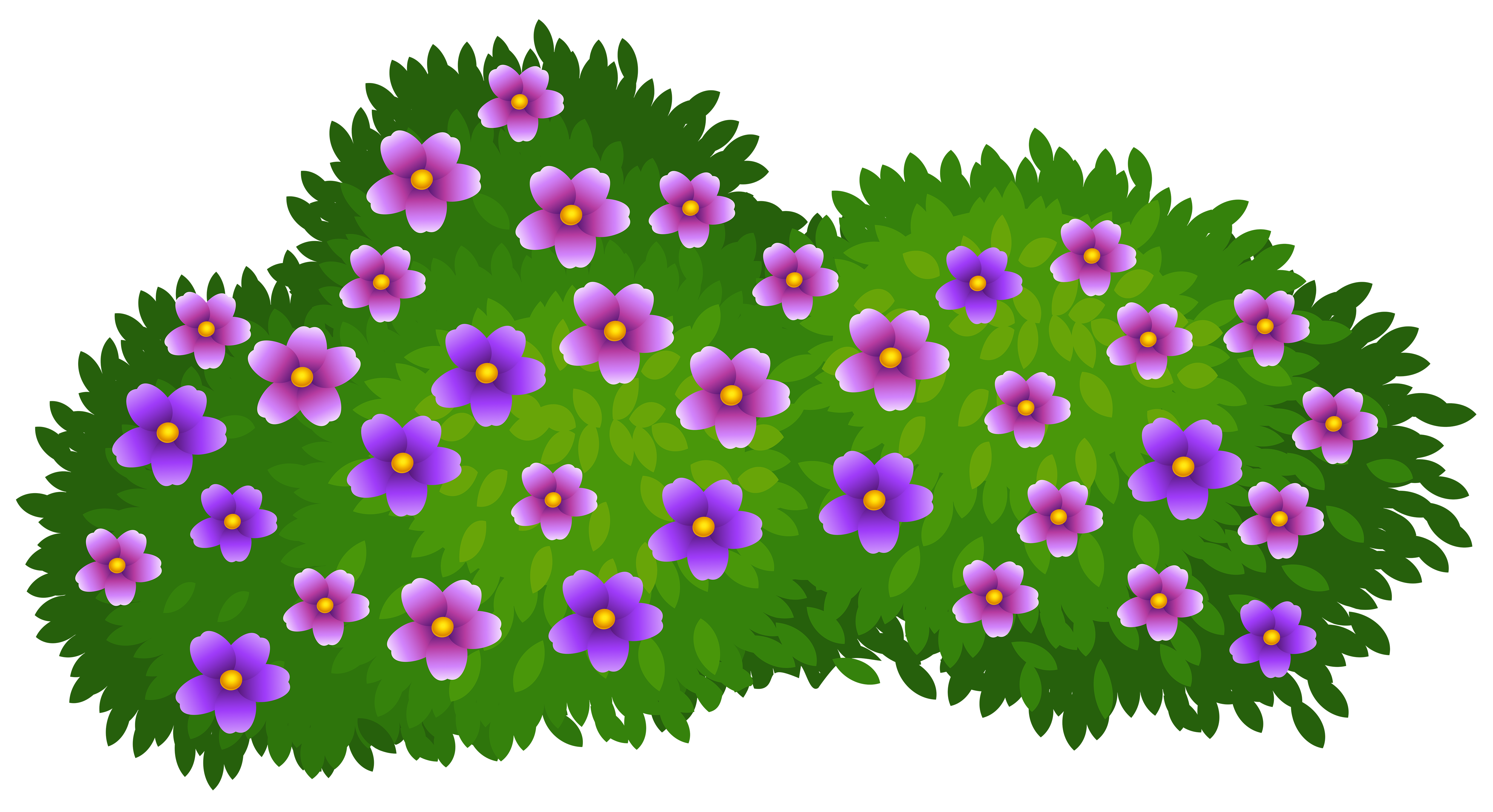 Green Bush with Flowers Transparent PNG Clip Art Image