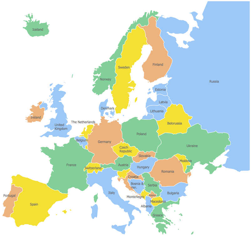 Simple Map Of Europe Countries