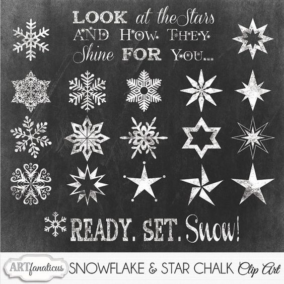 Christmas Chalk Clipart ",SNOWFLAKE , STARS Clip Art", chalk