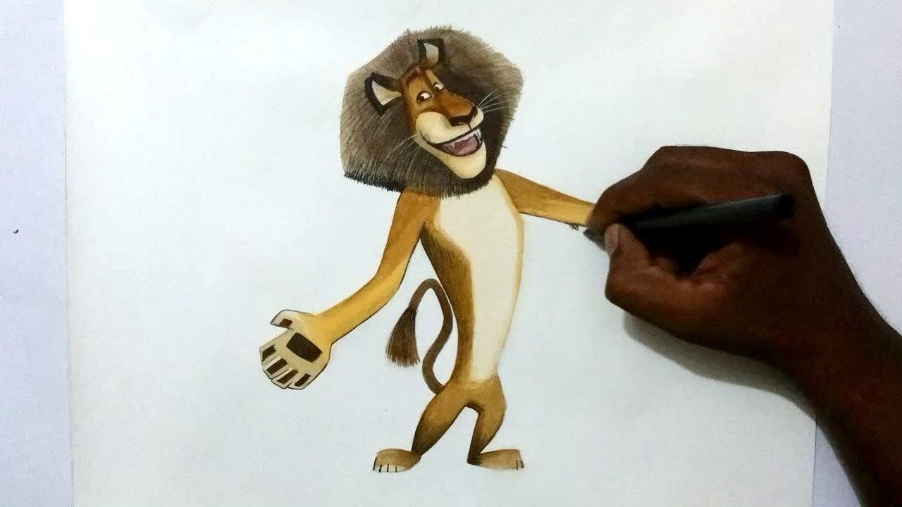 How To Draw Alex The Lion From Madagascar 3