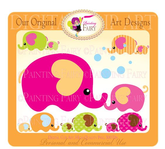 Clipart Buy 2 get 1 Free Mom and Baby Elephant clip art Bubbles
