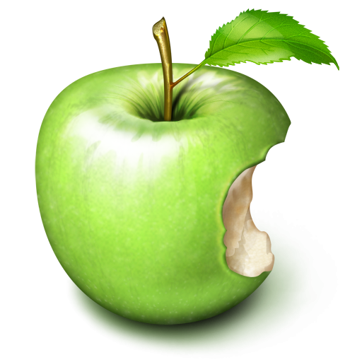 Green Apple With Bite Icon, PNG ClipArt Image