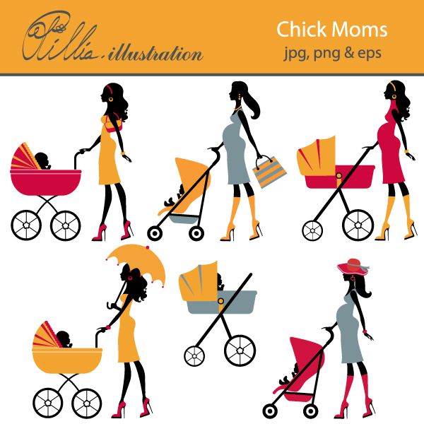 This stylish Chick moms clipart set comes with 6 cliparts