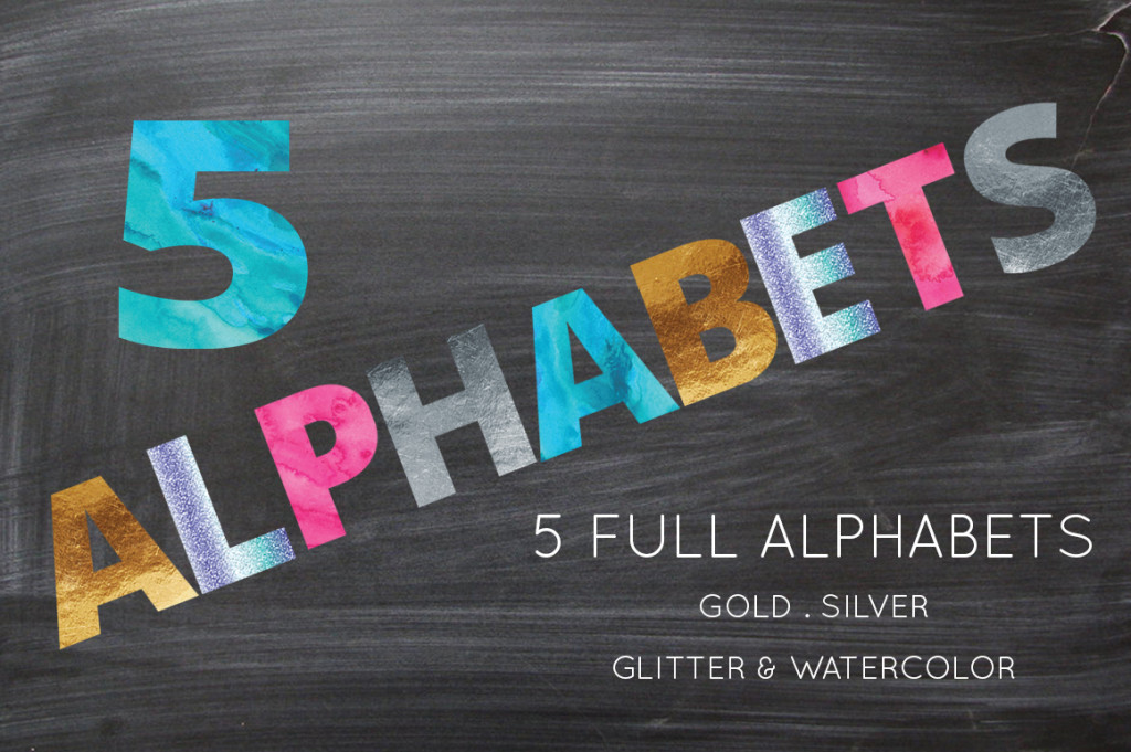 5 Alphabet Clipart Sets