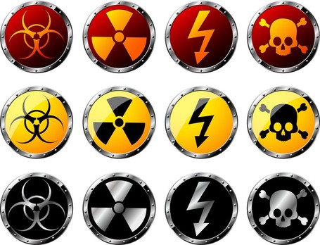 Nuclear Radiation Hazard Warning Signs, Clipart