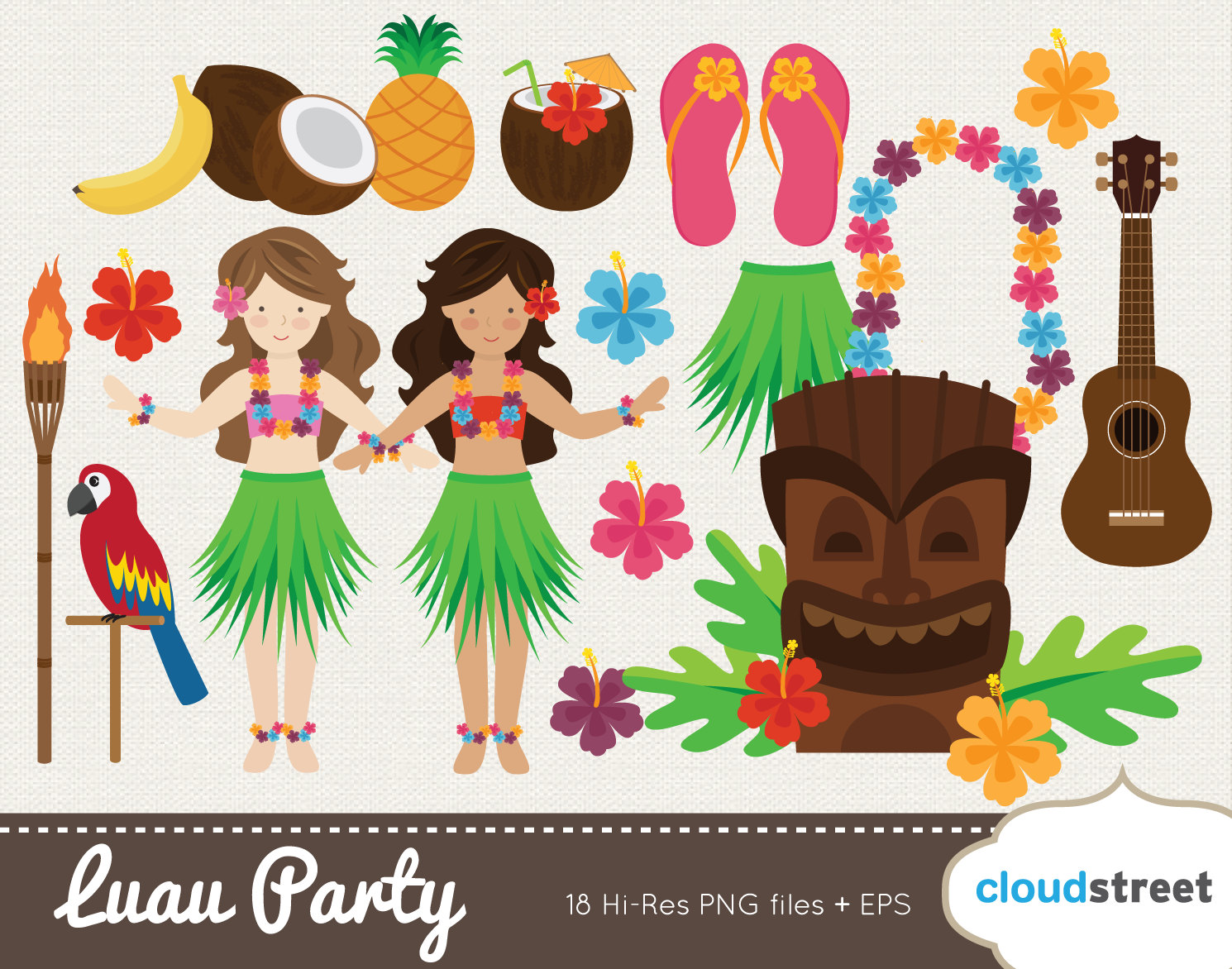 Popular items for luau clipart