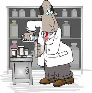 A pharmacist mixing chemicals 110119