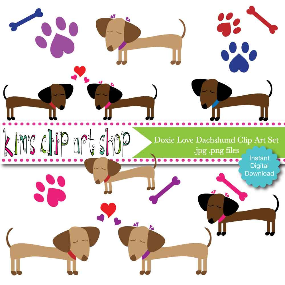 Dachshund Doxie Love Clip Art Set dog clip art by KimberlyGosney