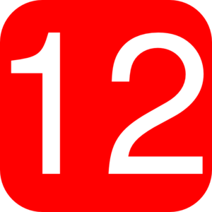 Red, Rounded, Square With Number 12 Clip Art