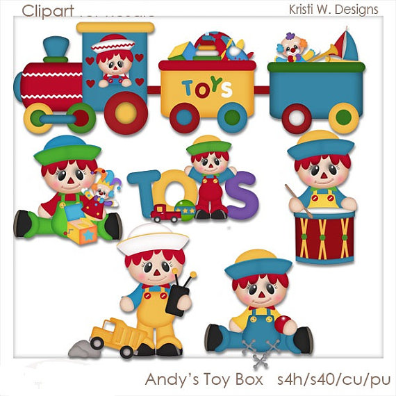 DIGITAL SCRAPBOOKING CLIPART Andy&Toy Box by BoxerScraps