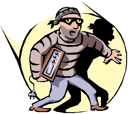 Cartoon Representation Of A Burglar Leaving The Crime Scene