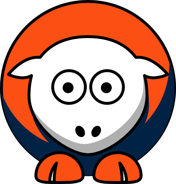 Sheep 3 Toned Denver Broncos Team Colors Clip Art