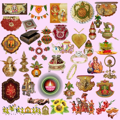 Edit Your free pictures: Hindu Wedding Clipart Elements PSD 