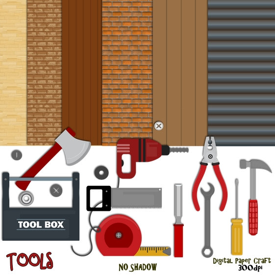 Tools Clipart woodwork Clipart tool Paper by DigitalPaperCraft