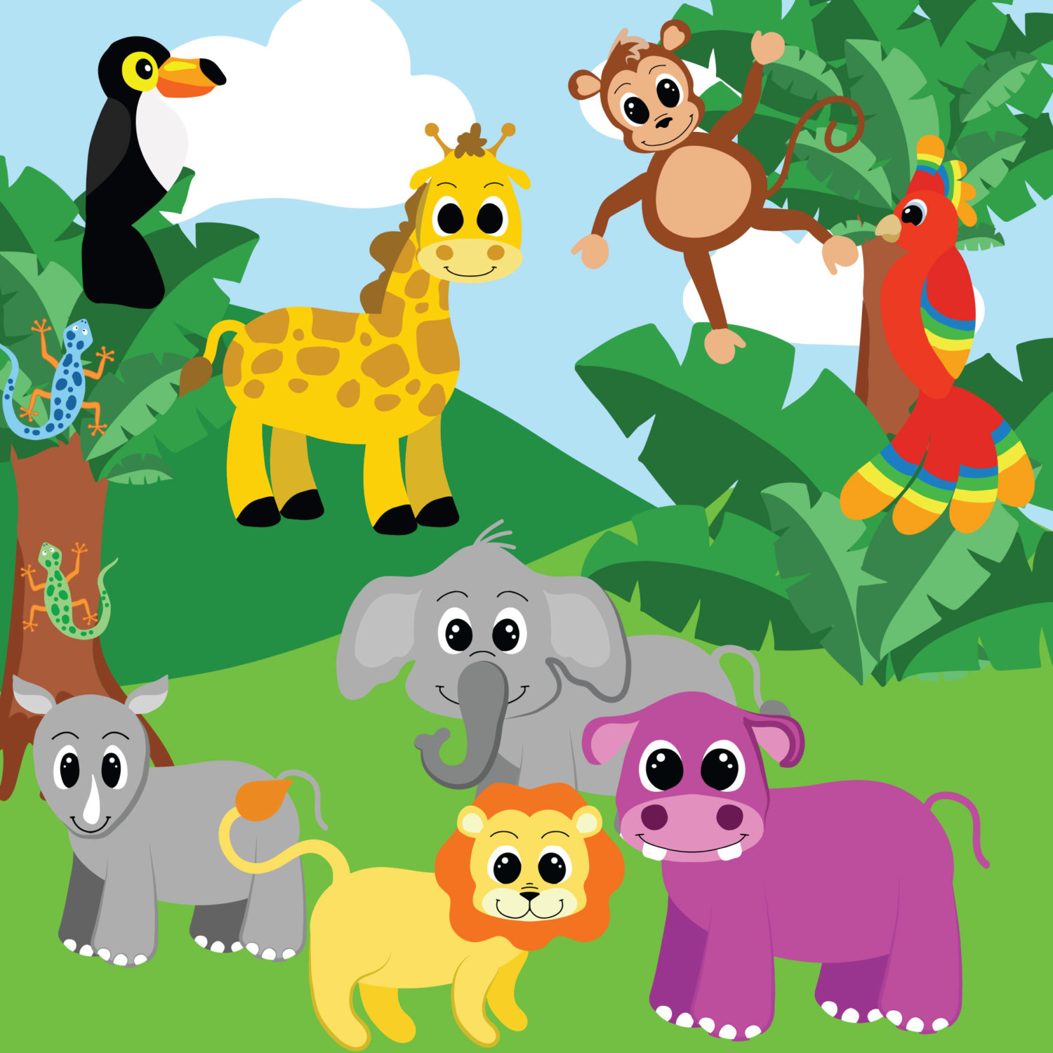 Popular items for jungle clipart