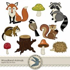 Woodland Animals clip art image, fox clip art, fox vector 