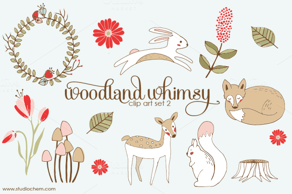 Woodland Whimsy 2 .PNG Clip Art Set ~ Illustrations on Creative Market 