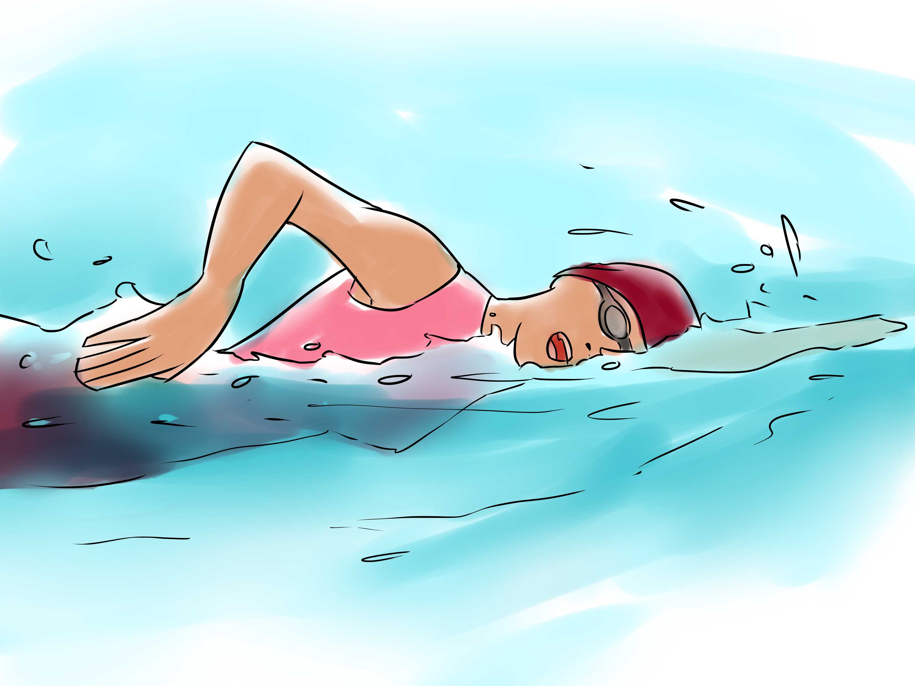 Cartoon Girl Swimming