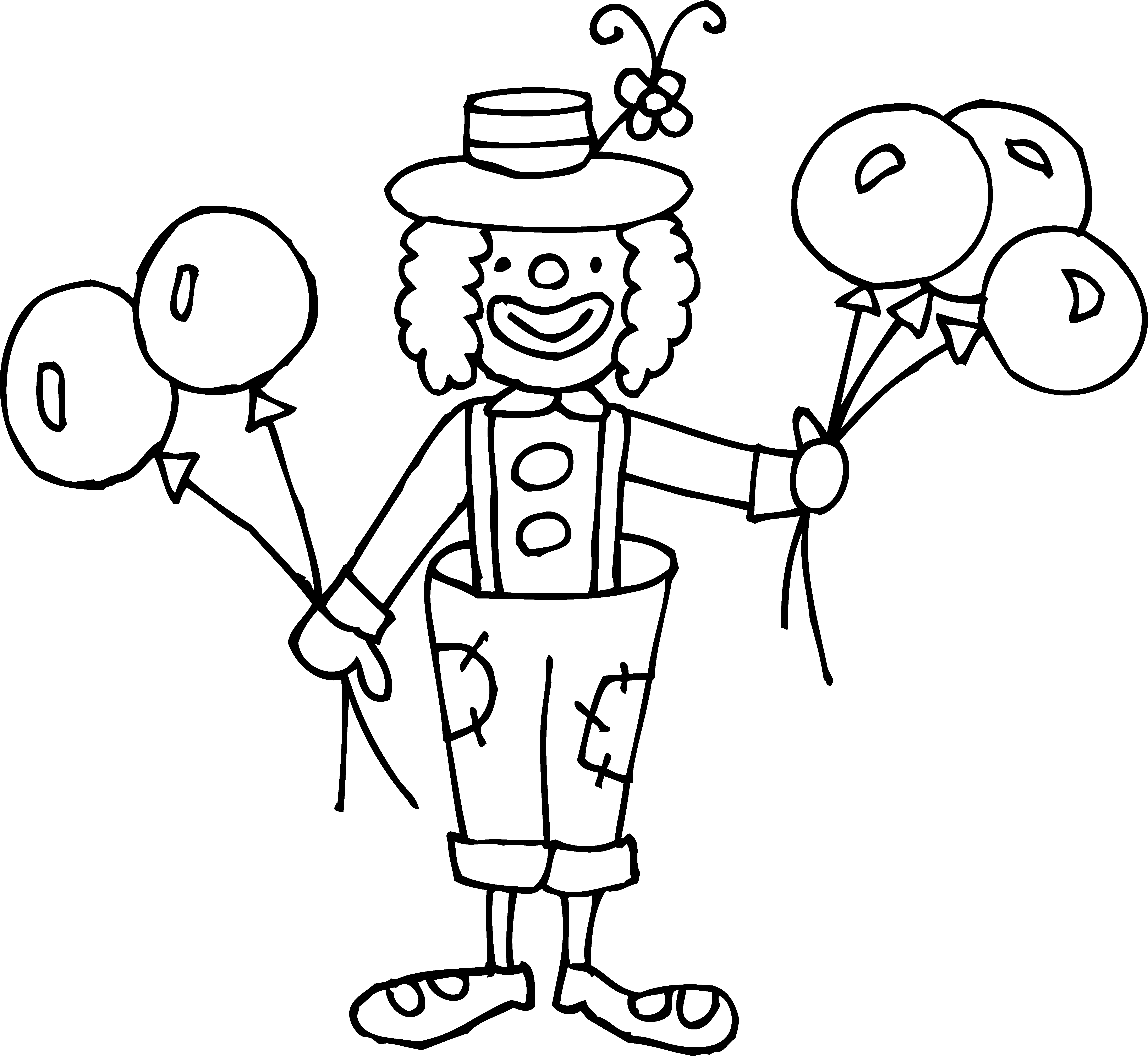 Clown Black And White Clipart 