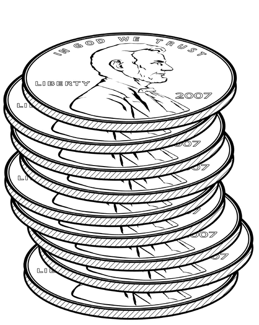 free black and white penny clip art - photo #10