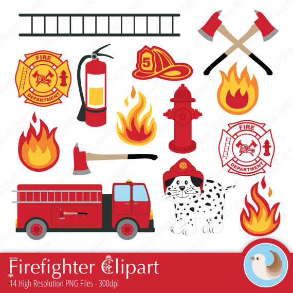 Firefighter Clipart Fireman Clipart Fire Station by CinnamonDove