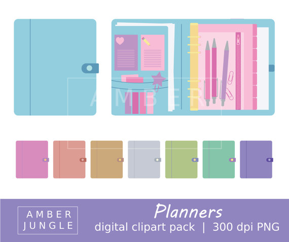 Planner Clipart Planner Clip Art for Planner by AmberJungle
