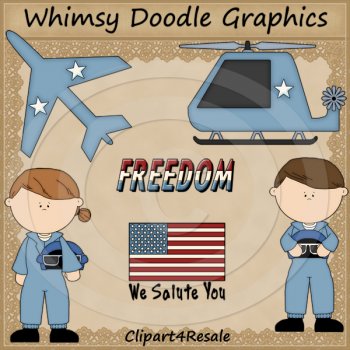 Air Force Clipart Set by Doodle World Graphics 