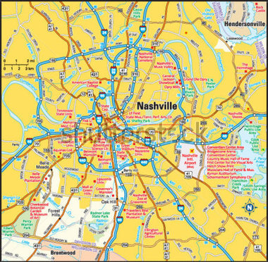 Nashville, Tennessee Area Map stock vector