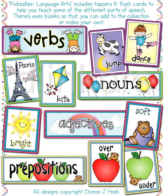 make a flash card on parts of speech - Clip Art Library
