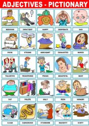 English teaching worksheets: Adjectives pictionary 