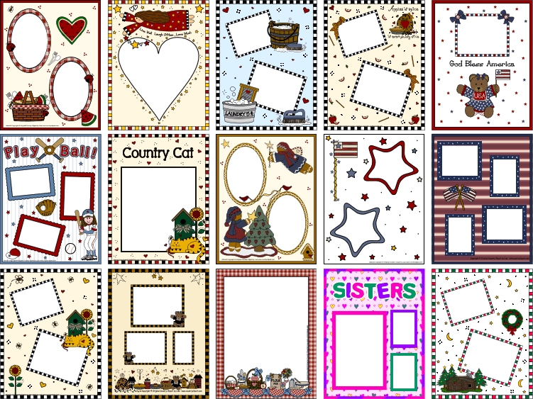 Scrapbooking Clipart Photo Frame Page Add Your Photos and Print 