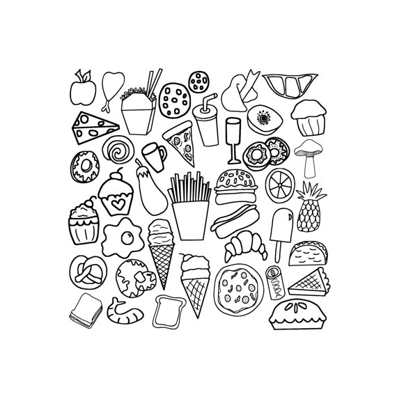 40 Food Clipart Doodles Fast Food Clip Art by ChangingVases