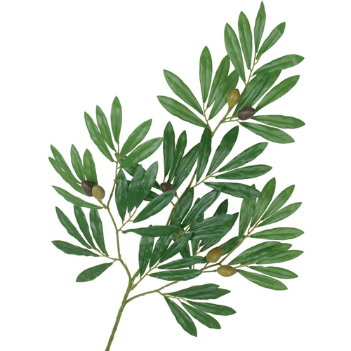 Silk Olive Tree Branch Green 24", x75 Leaves w/Fake Olives